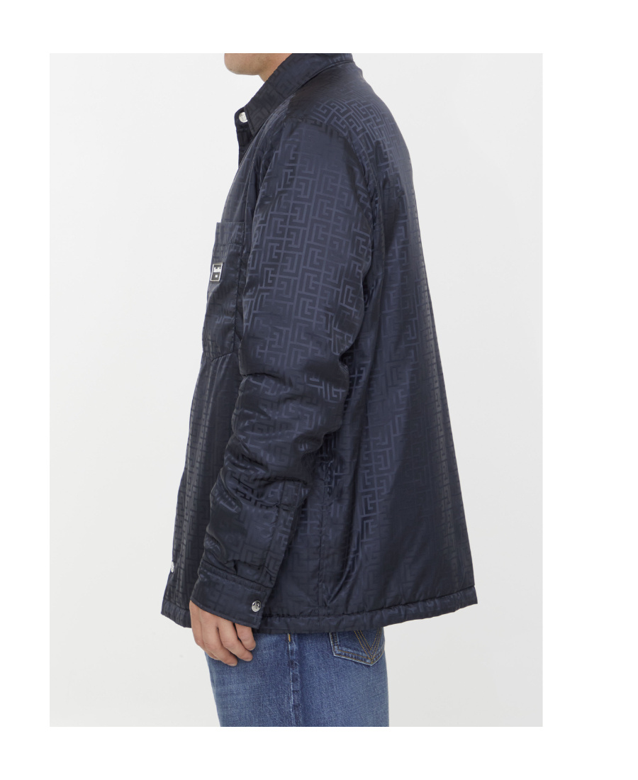 Shop Balmain Monogram-pattern Shirt In Blue