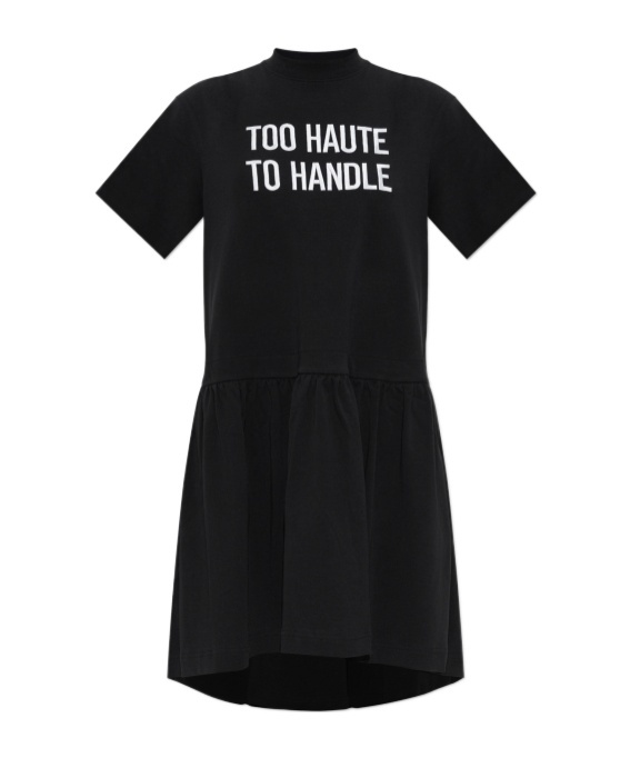 Moschino Graphic Print Dress Short Sleeves In Black