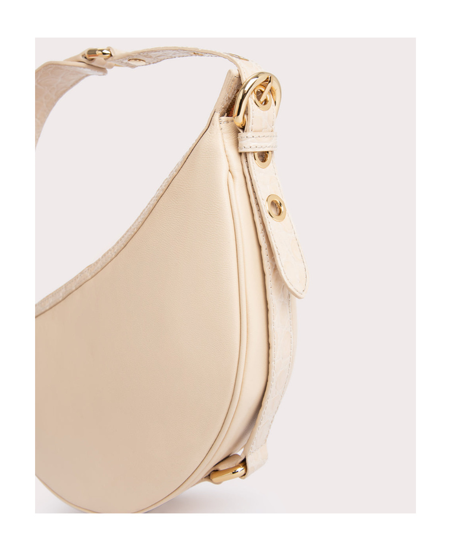 By Far Cream Leather 22 Cm Gib Shoulder Handbag In Nude