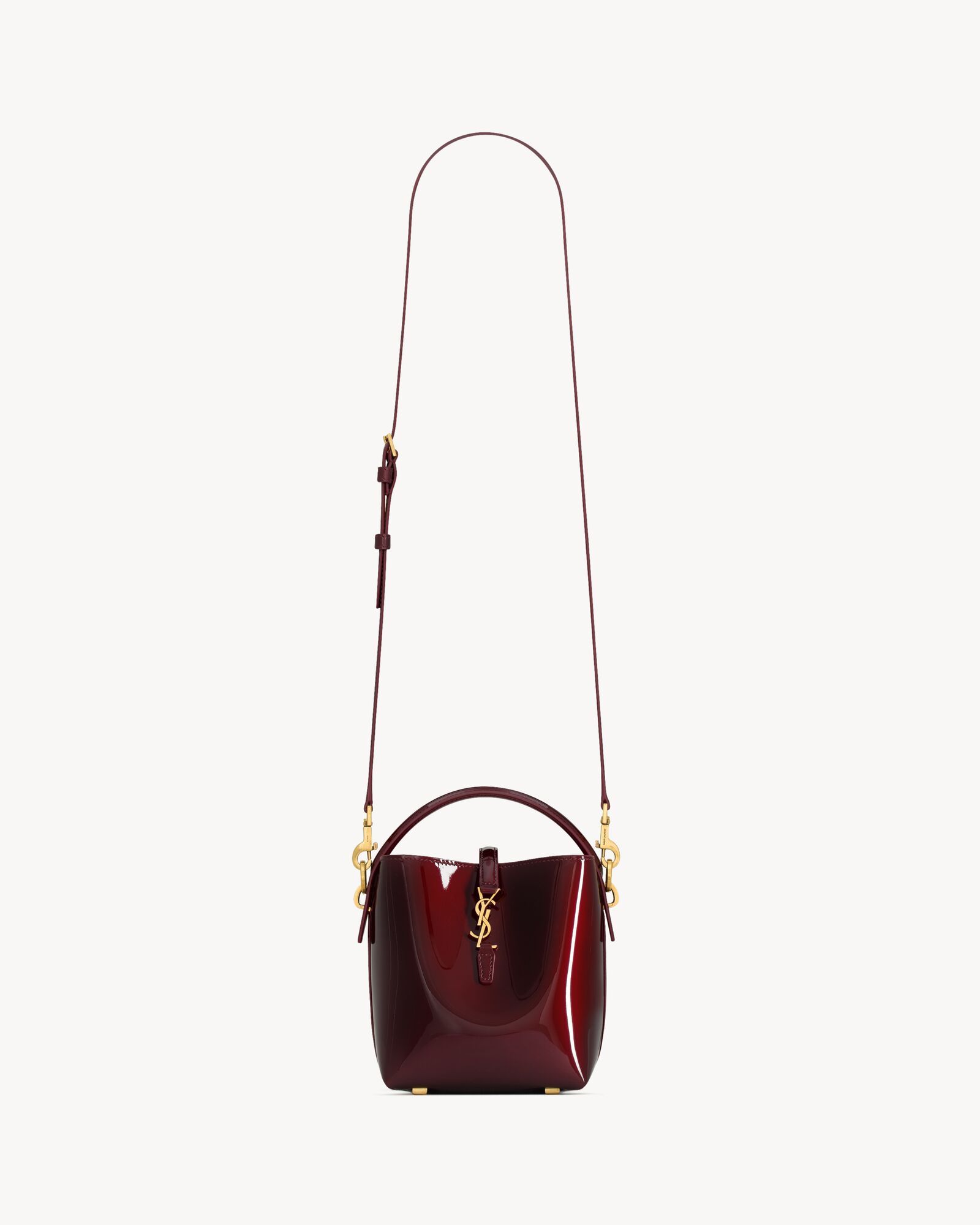 Saint Laurent Le 37 Mini Patent Leather Bag In Burgundy