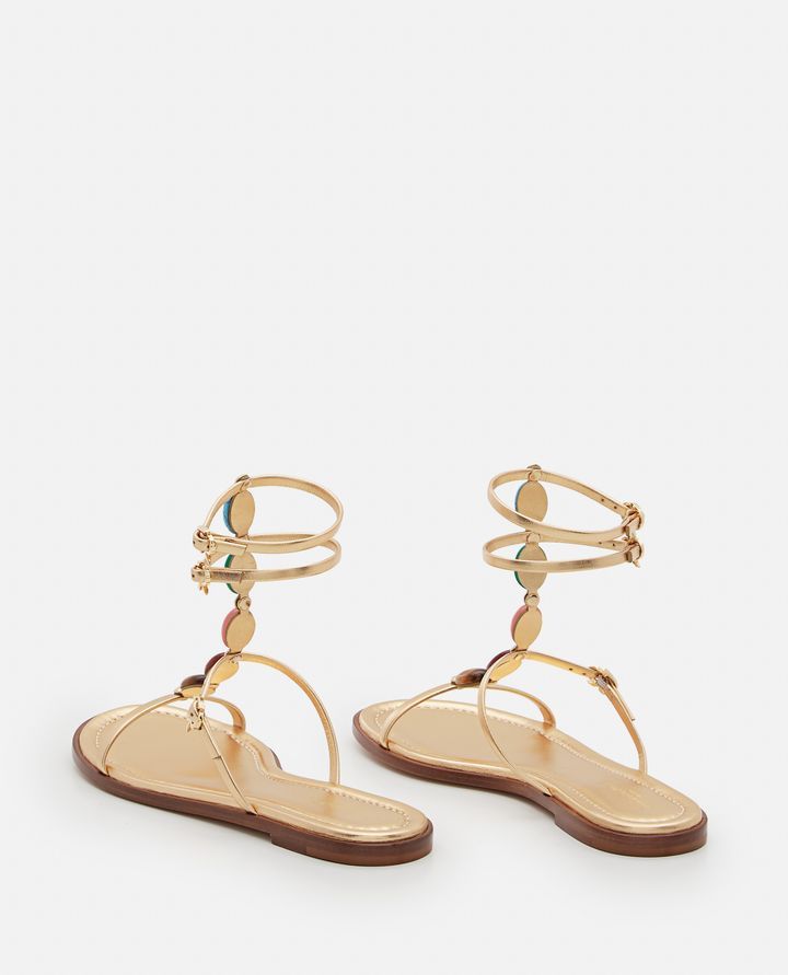 Gianvito Rossi Gemstone Detailed Flat Leather Sandals In Nude
