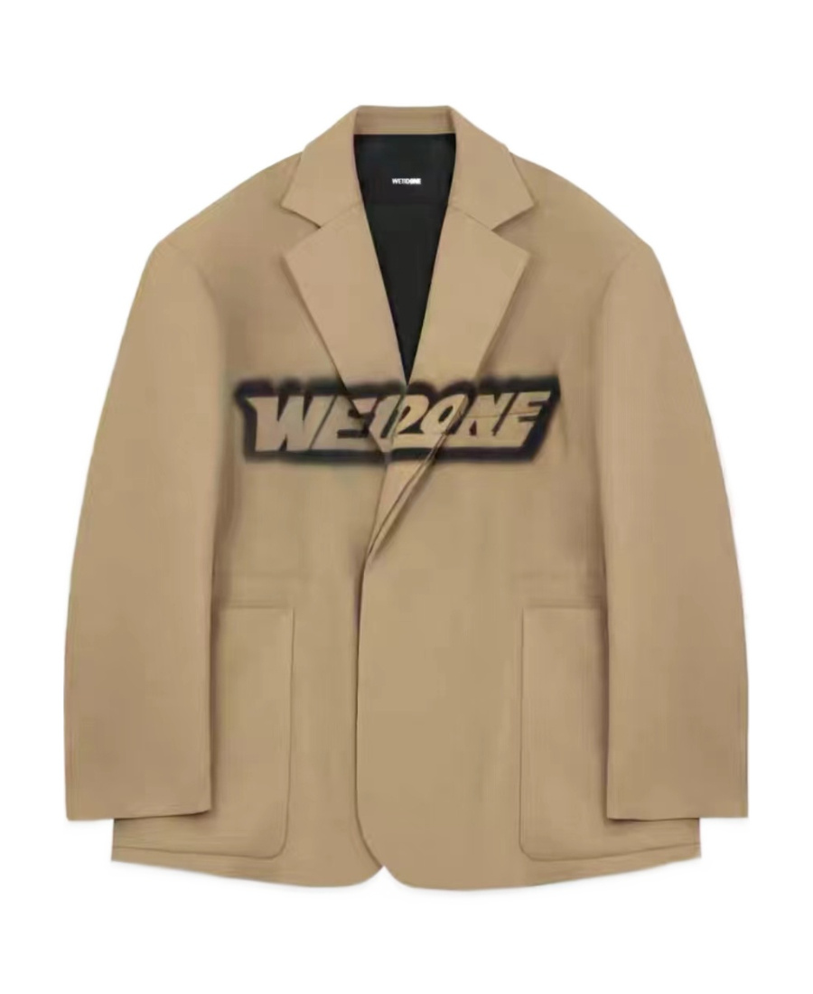 We11 Done Logo Printed Suit Jacket In Nude