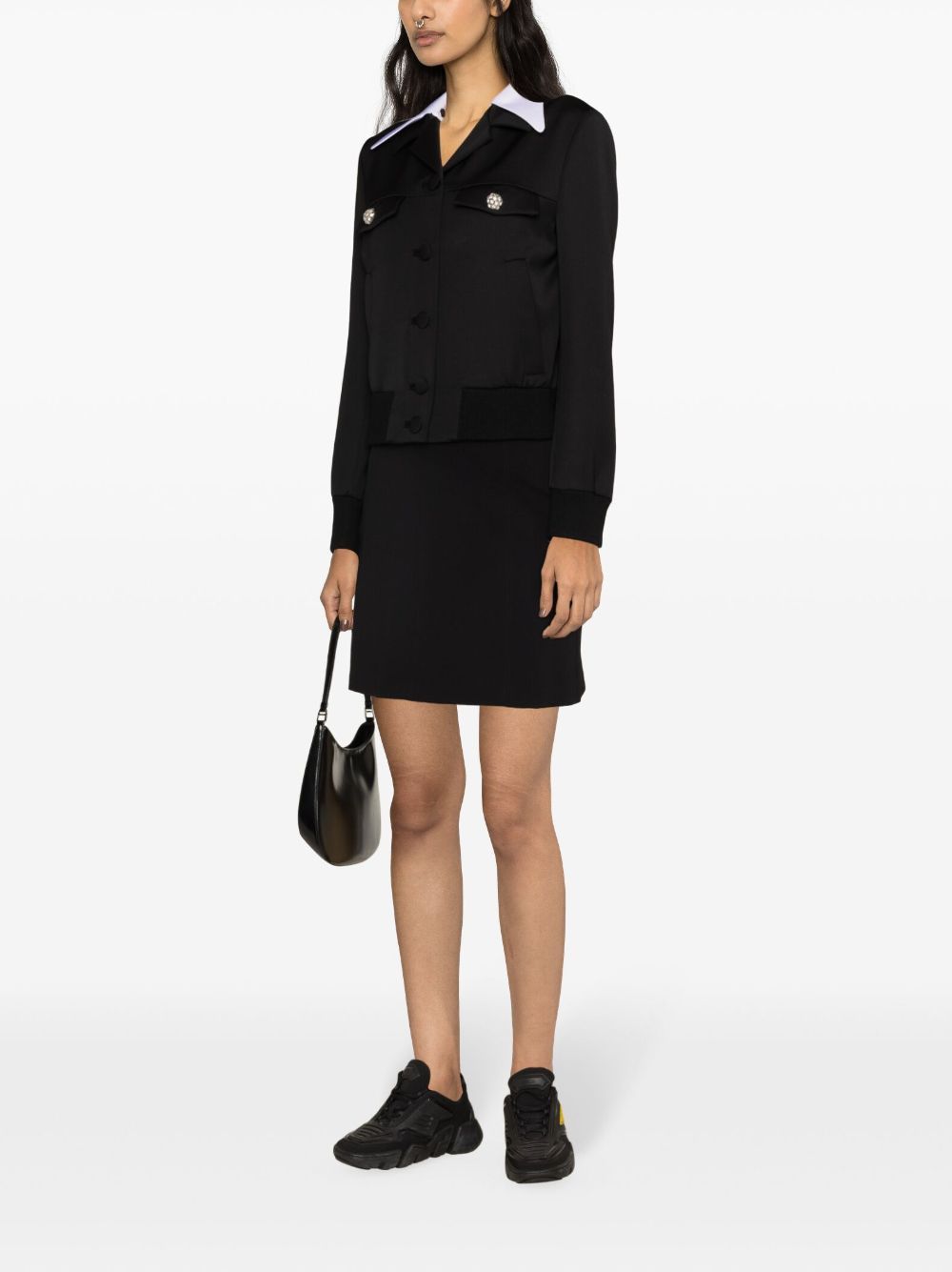 Prada Black Single-breasted Wool And Satin Jacket In Black