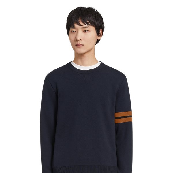 Zegna Crewneck Sweater With Ribbed Cuffs And Hem In Black