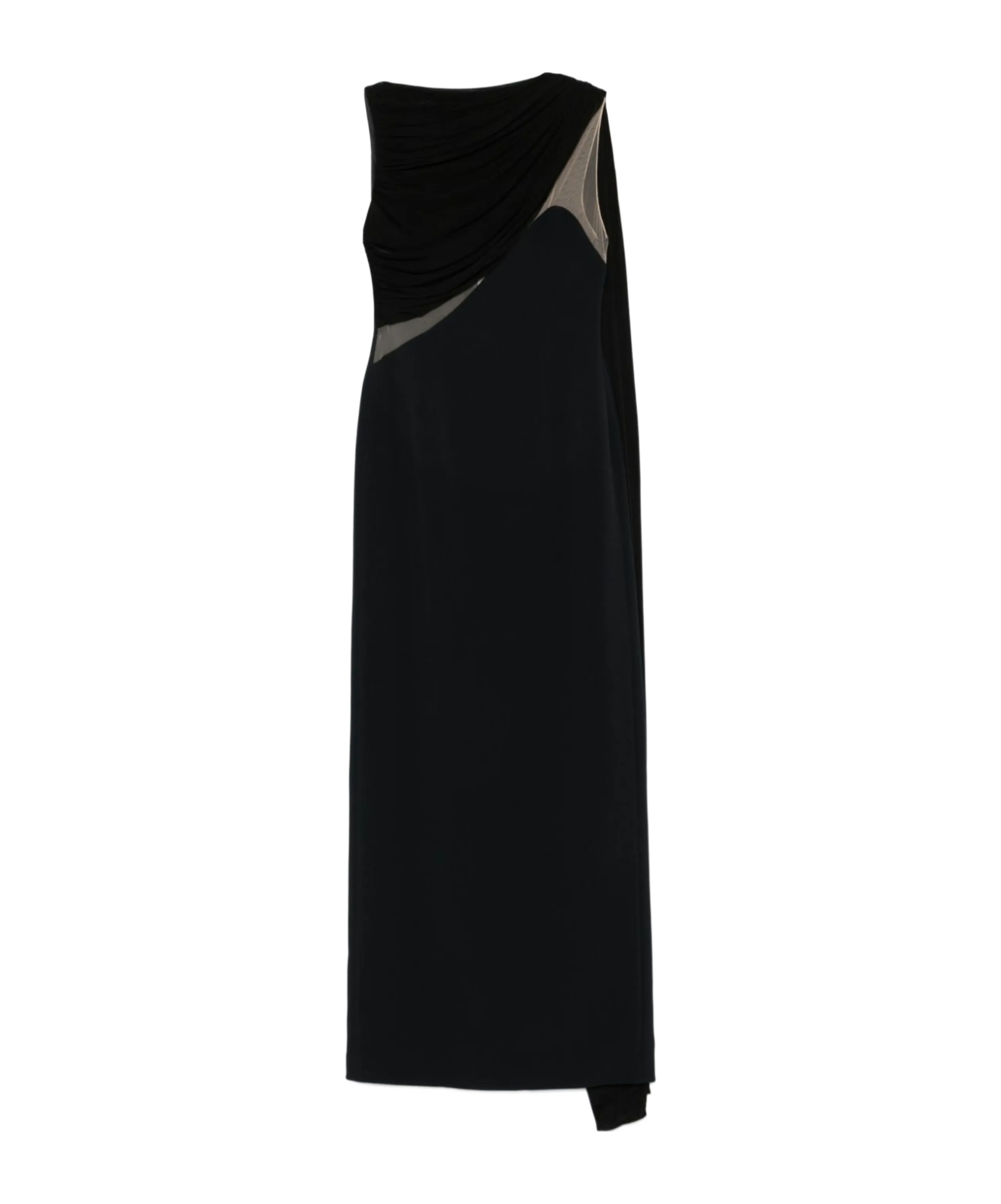 David Koma Draped Tulle And Jersey Gown In Black