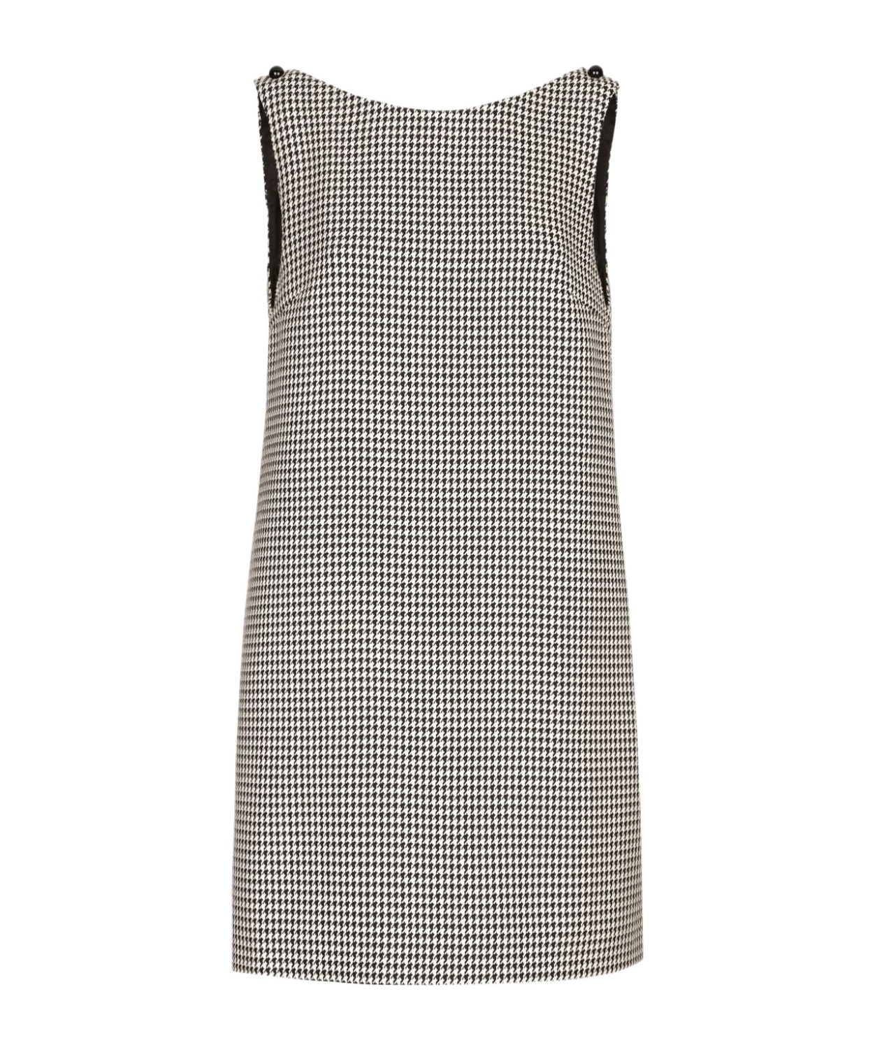 Dolce & Gabbana Houndstooth Button Mini Dress Sicily In Gray