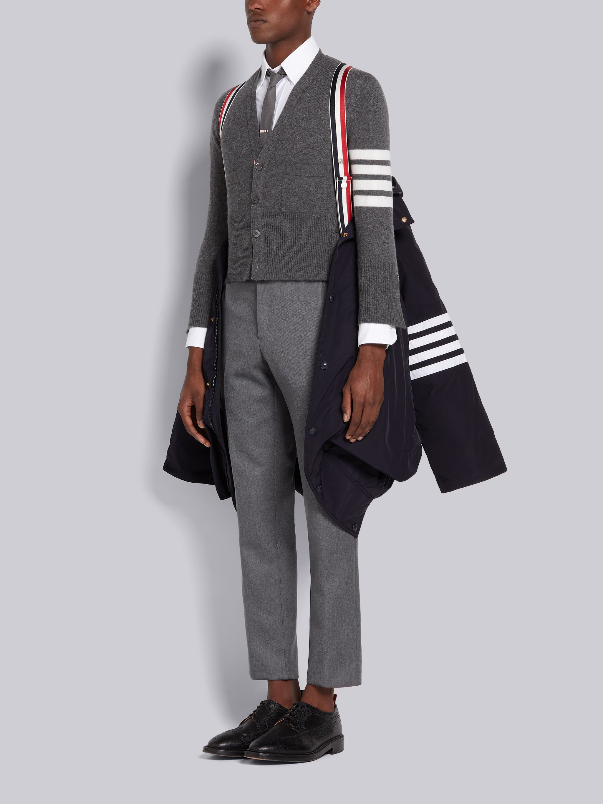 Thom Browne Downfill Hooded Football 4-bar Parka In Black