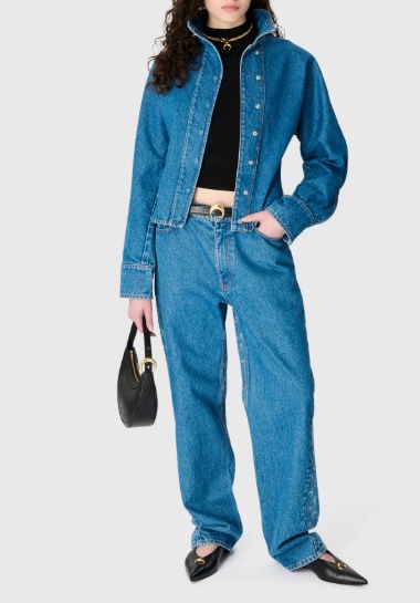 Marine Serre Loose Fit Jeans In Moon Laser Wash In Blue
