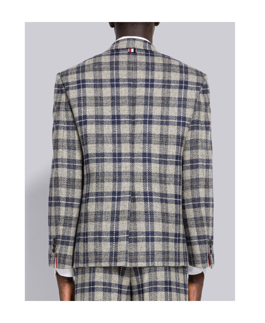 Thom Browne Tartan-check Wool Sports Coat In Gray