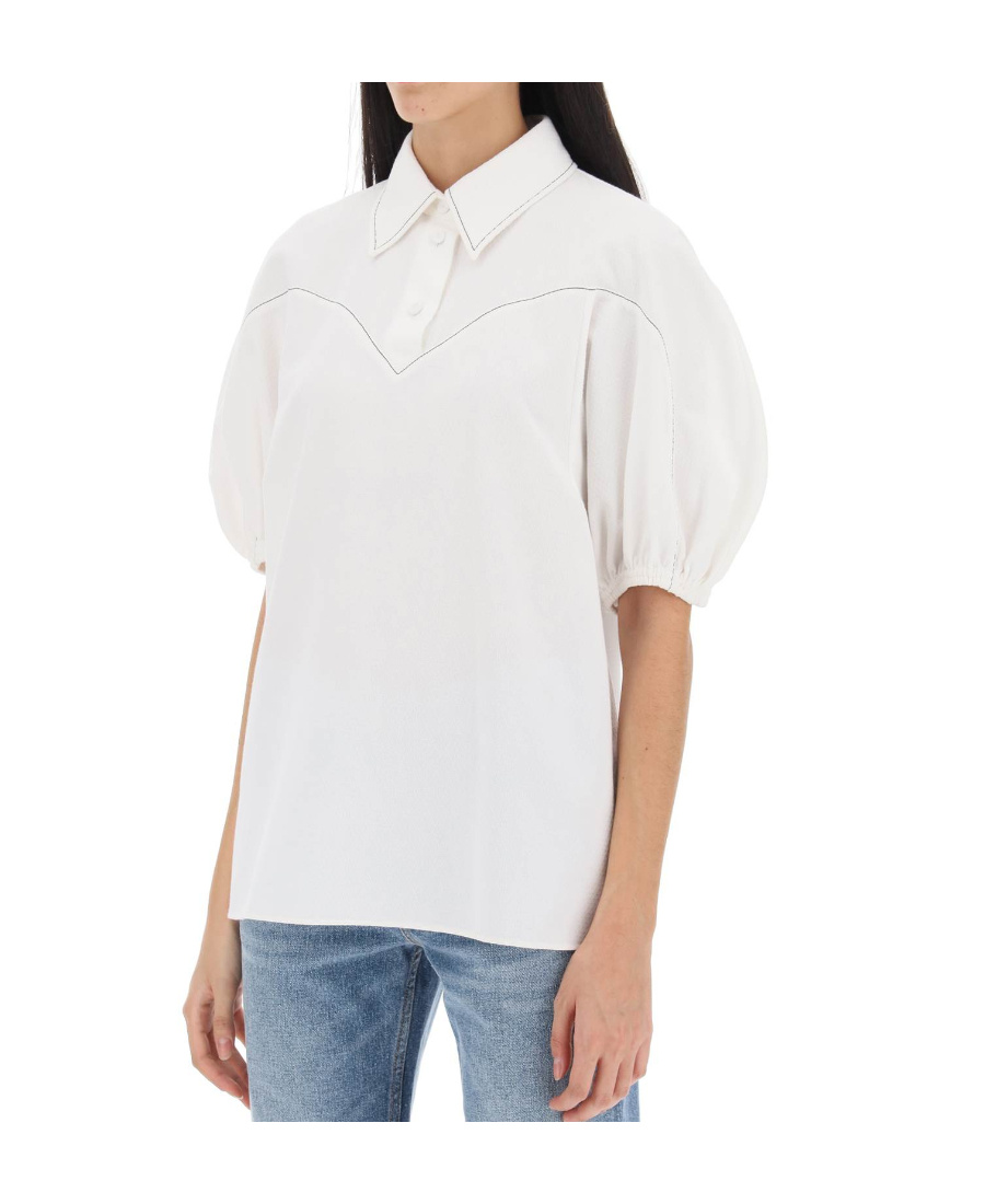 Shop Chloé Oberteil Patterned-jacquard Blouse In White
