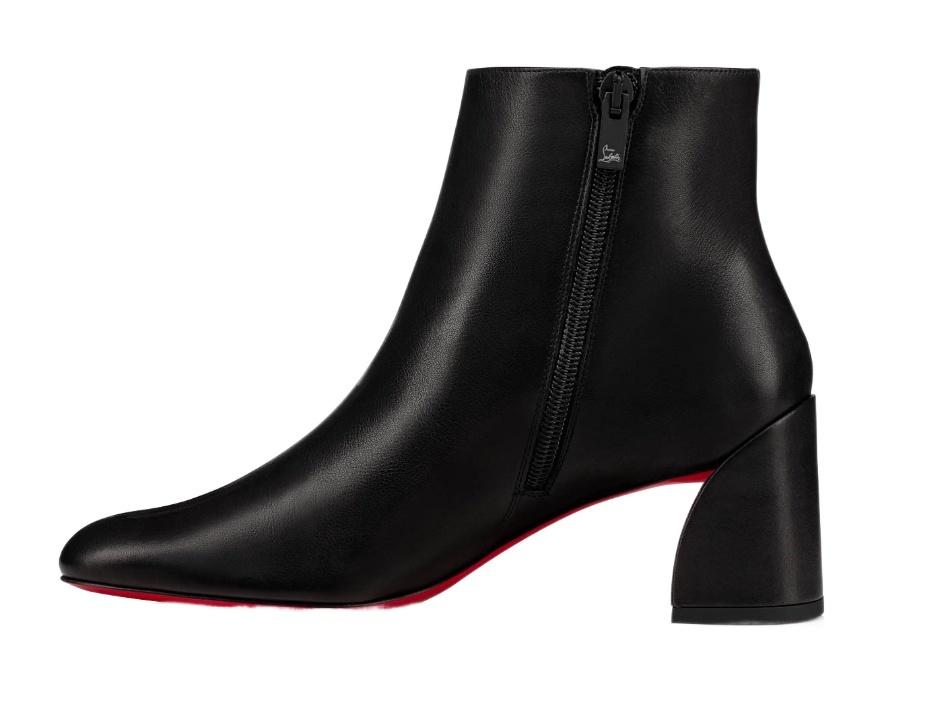 Christian Louboutin Turela Leather Side-zip Red Sole Booties In Black