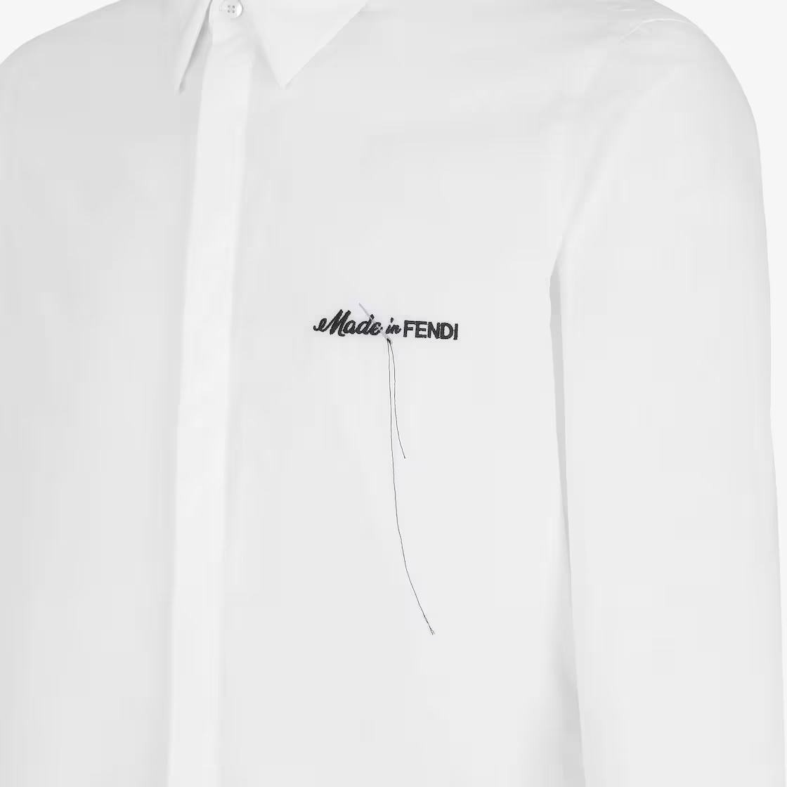 Fendi Slogan-embroidered Cotton Shirt In White