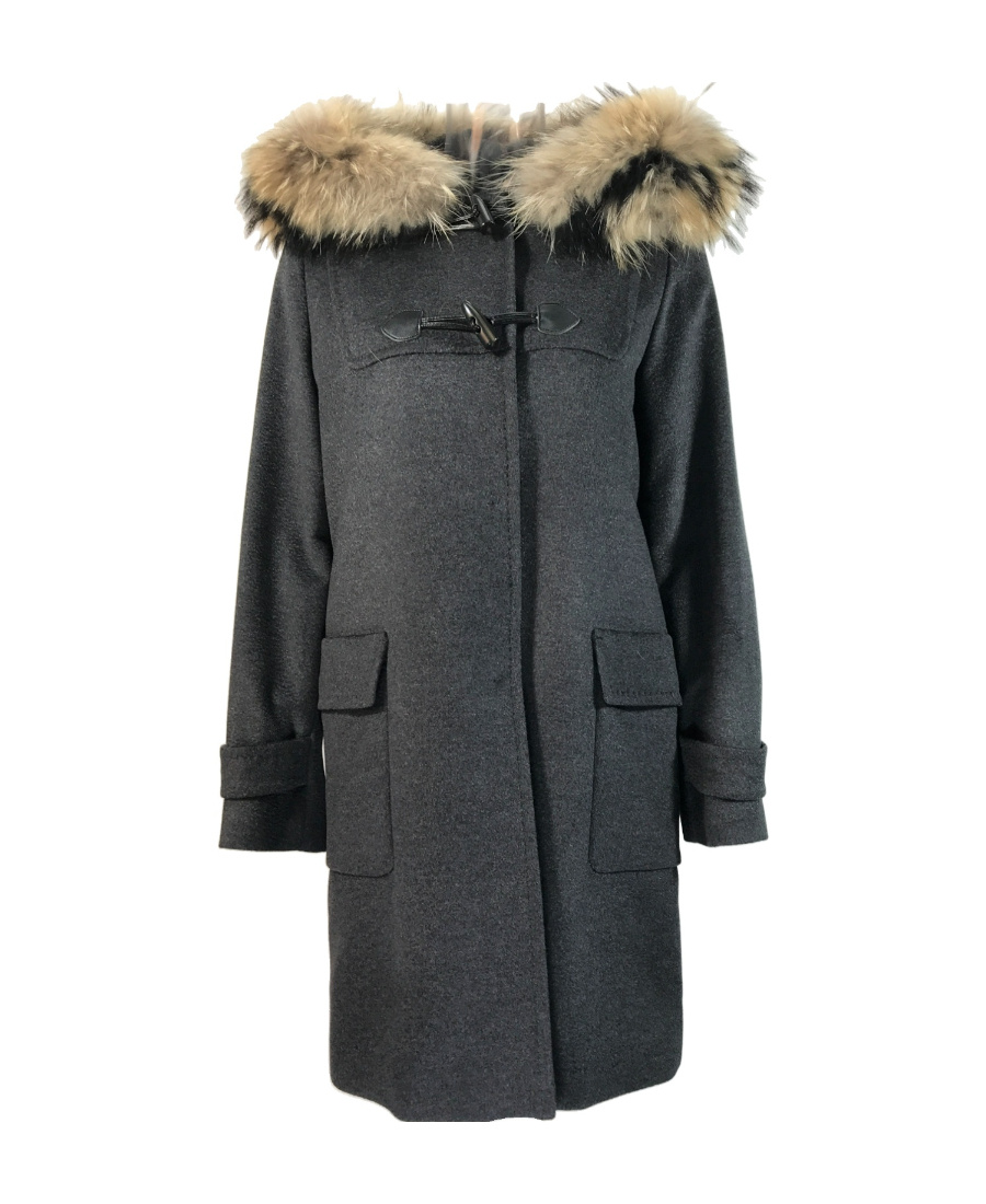 Max Mara Hooded Wool Coat In Black