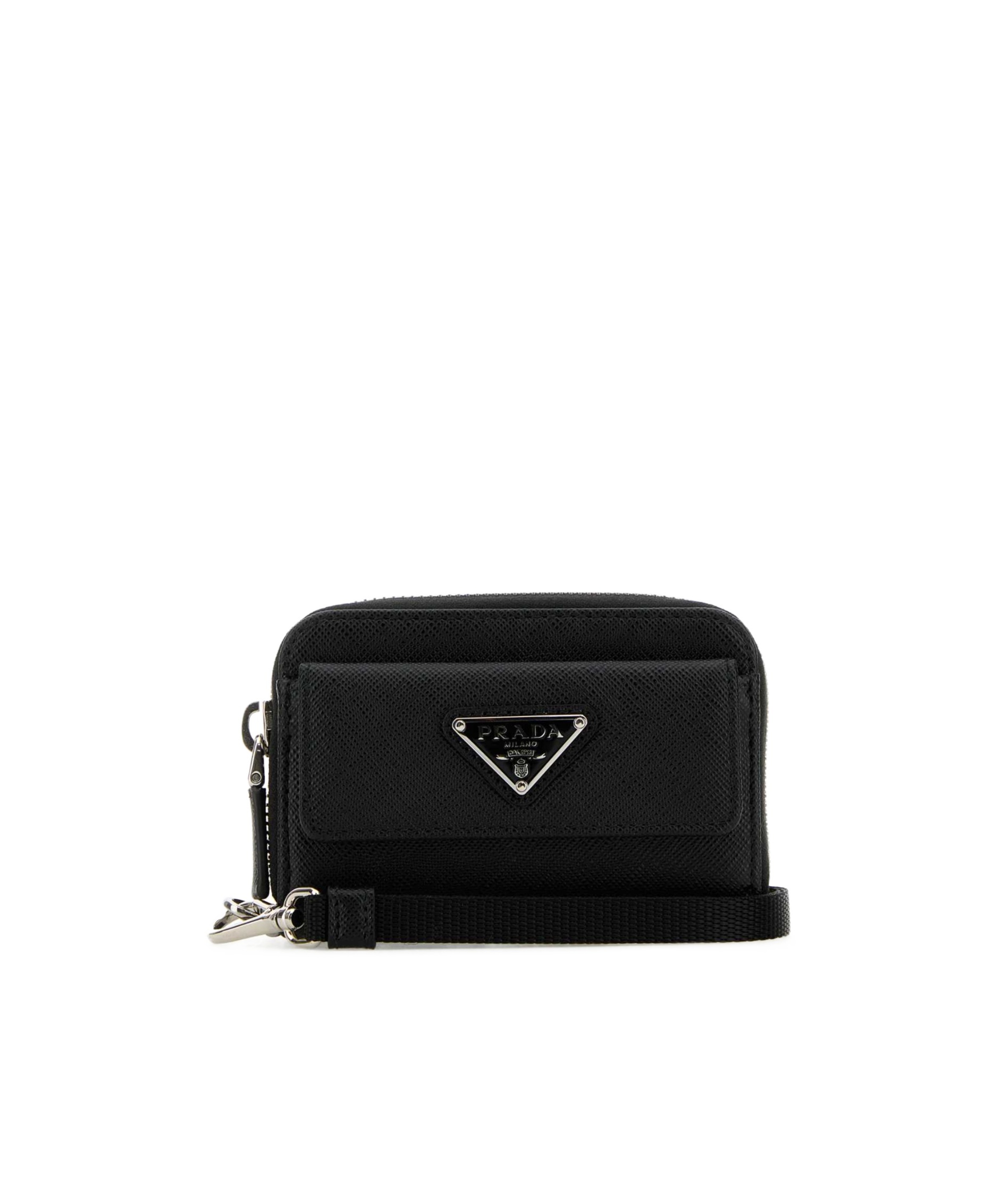 Prada Triangle-logo Zipped Wallet In Black