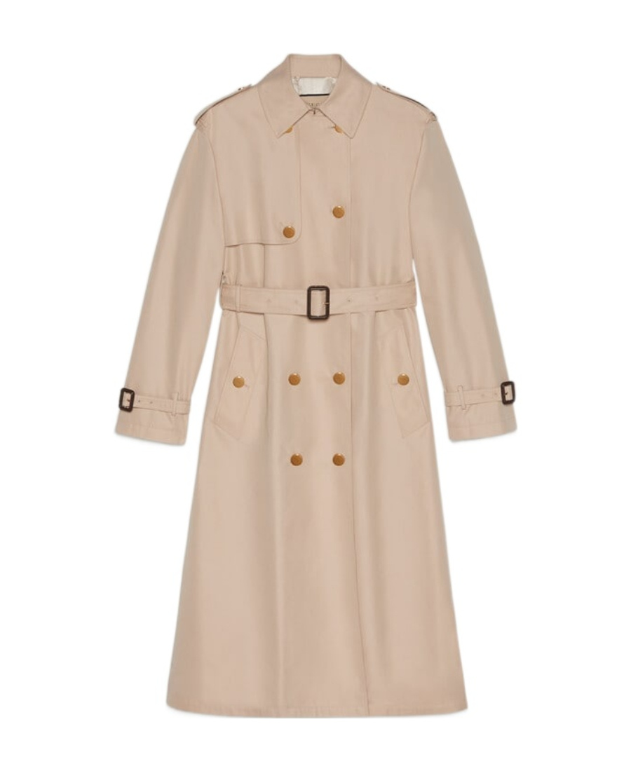 Gucci Graphic-print Trench Coat In Gray