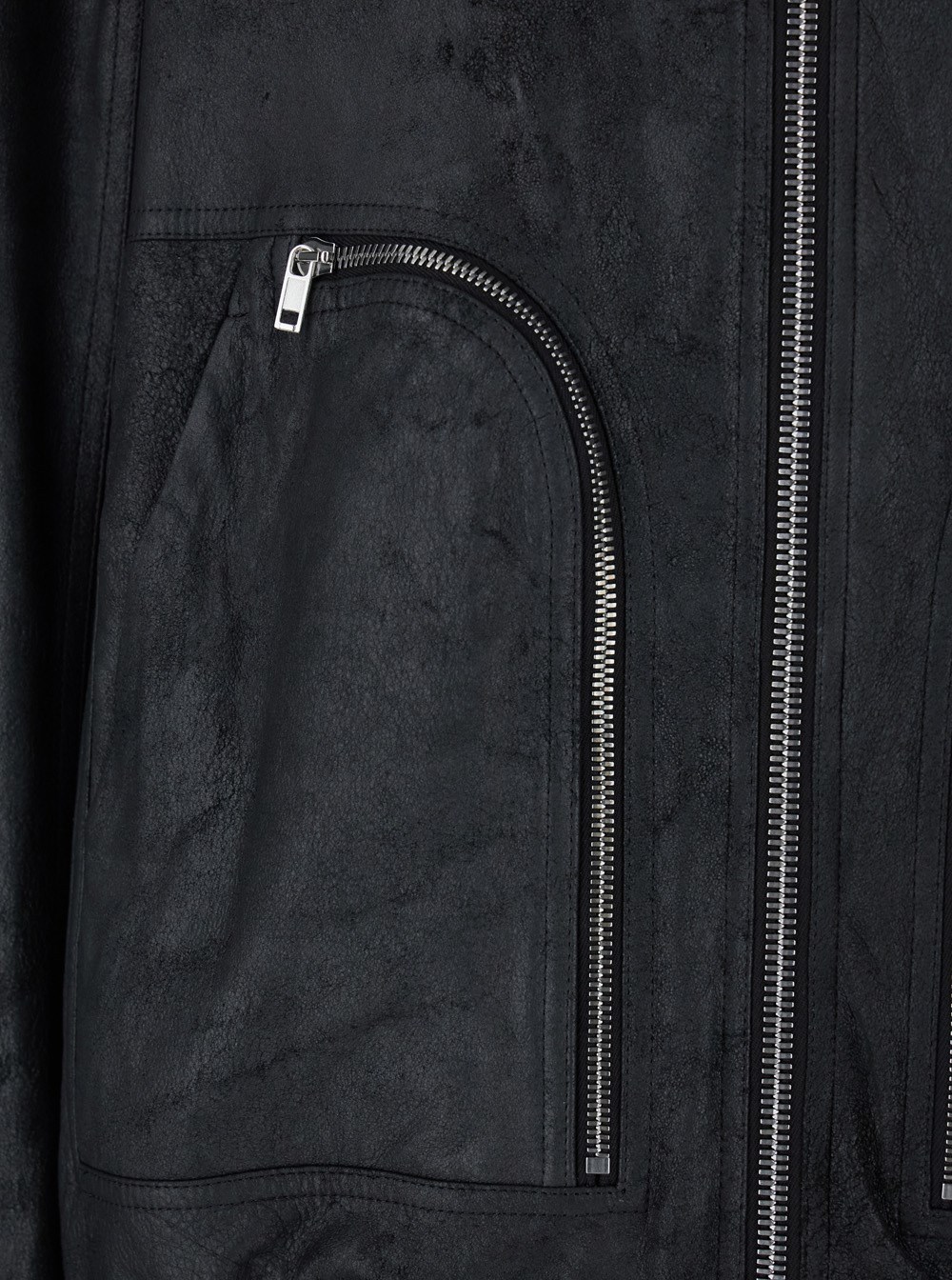 Rick Owens 'bauhaus Flight' Black Bomber Jacket With Zipped Pockets On The Front In Leather Man In Black