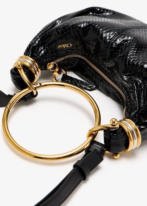 Chloé Mini Bracelet Crossbody Bag In Suede In Black