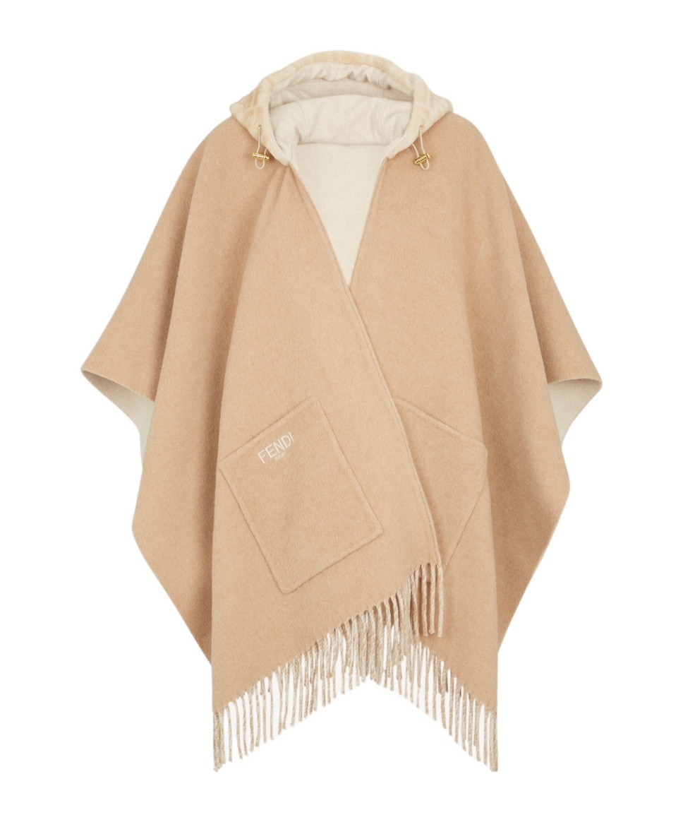 Fendi Beige Wool And Cashmere Poncho In Nude