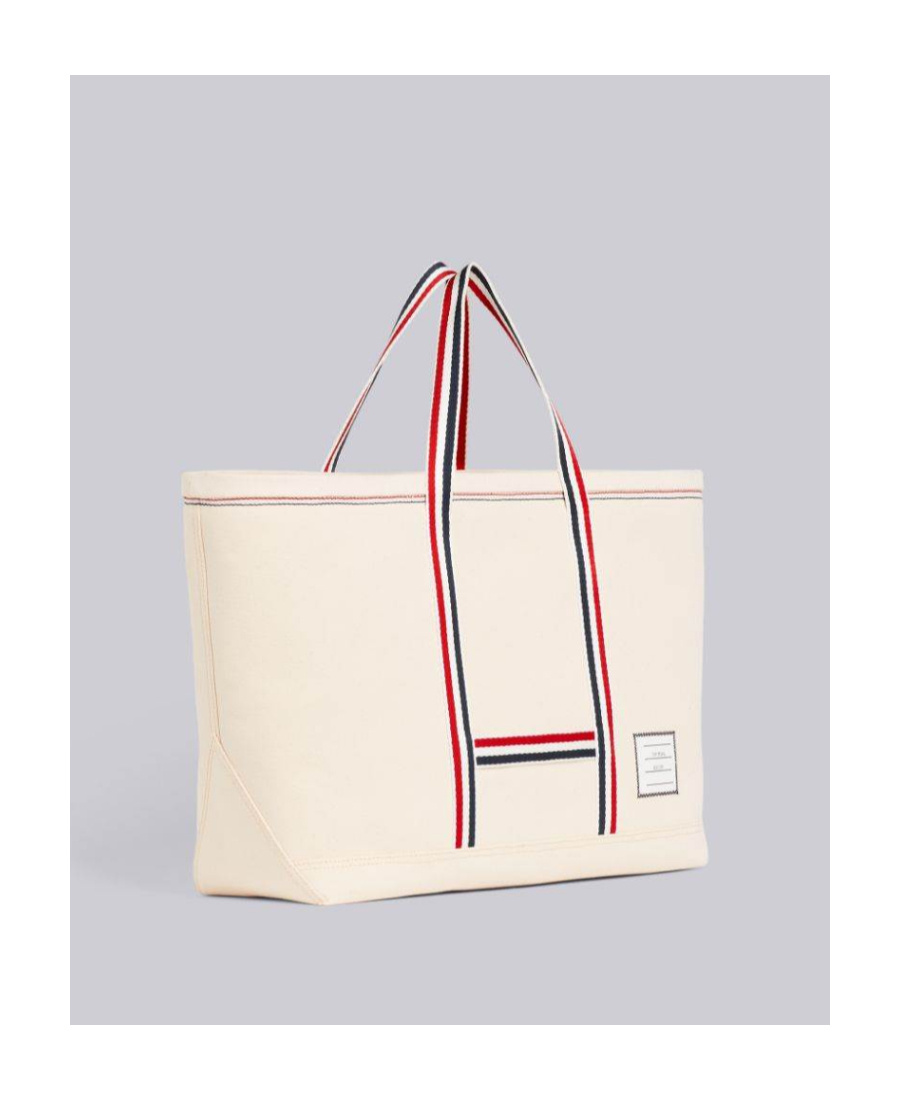 Thom Browne Off White Mens Double Face Canvas Medium Tool Tote Bag In White