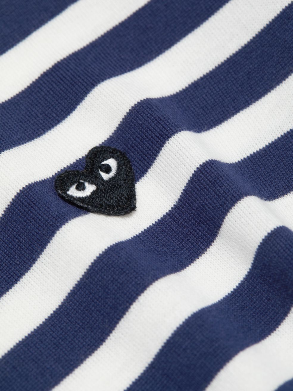 Comme Des Garçons Play Love Decal Striped T-shirt In Blue