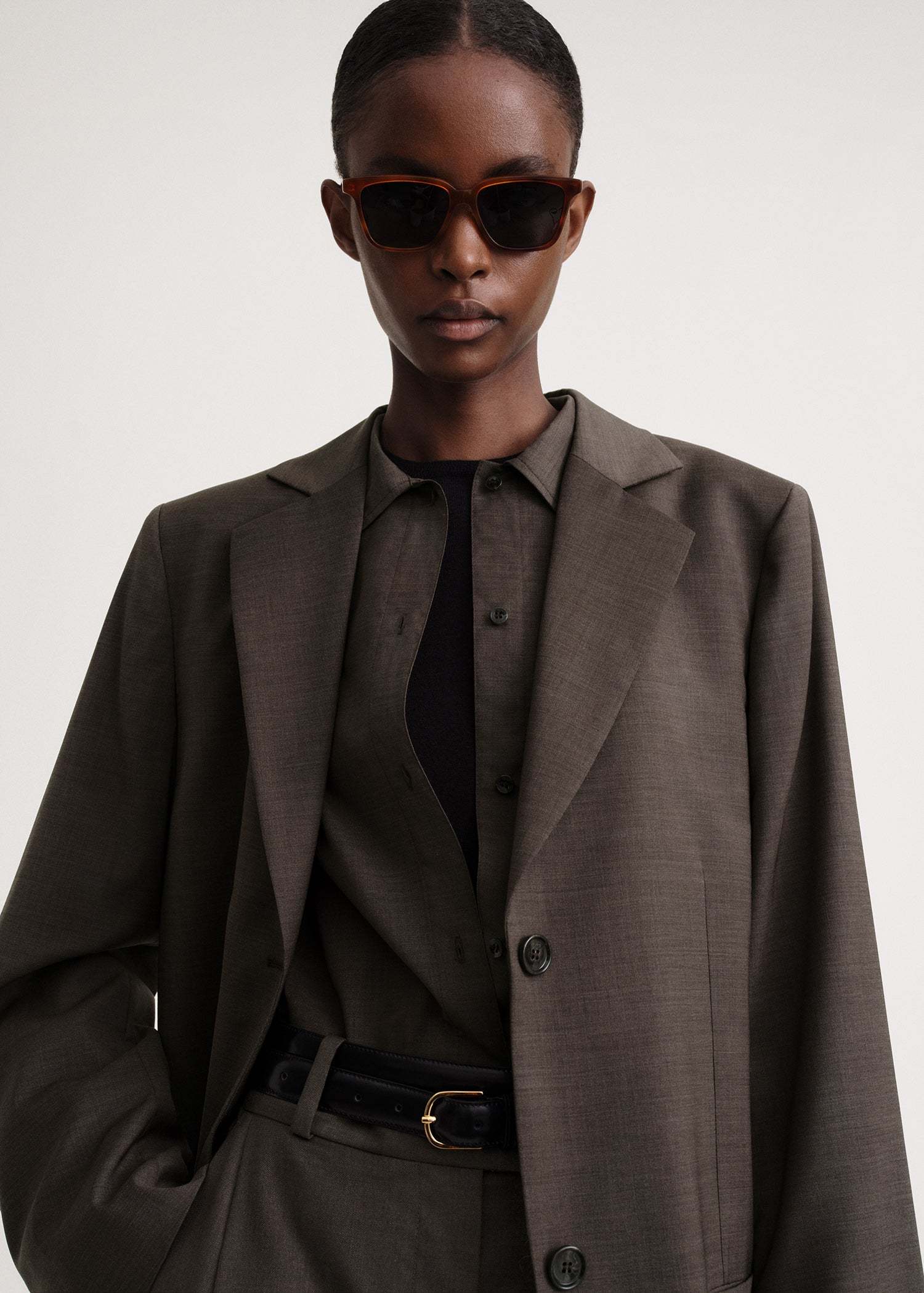 Totême Single-breasted Wool Blazer In Brown