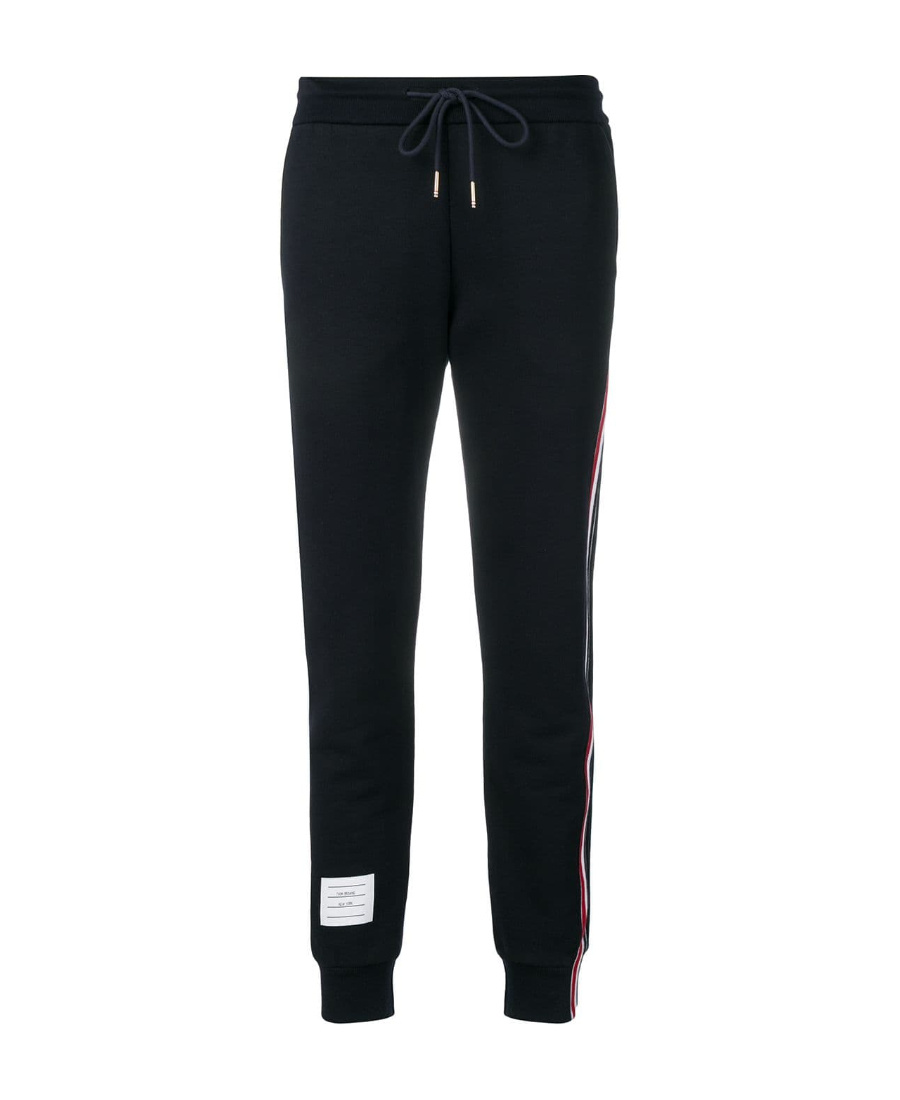 Thom Browne Rwb Stripe-detail Drawstring Track Pants In Black