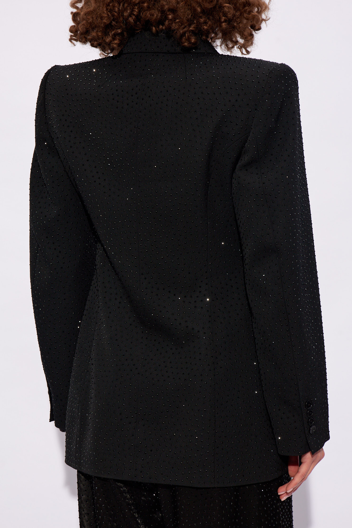 Balenciaga Double-breasted Rhinestone-embellished Blazer In Black