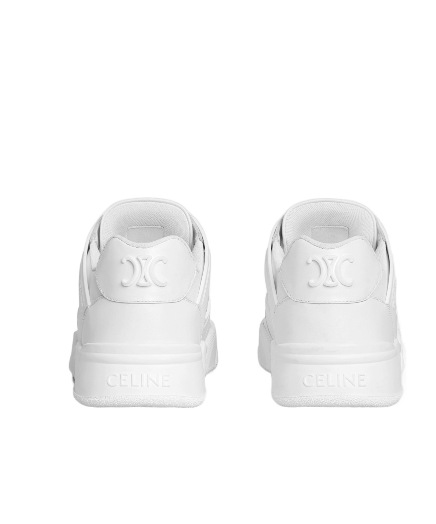Celine Men Ct-09 Leather Sneakers With Mesh Inserts In White