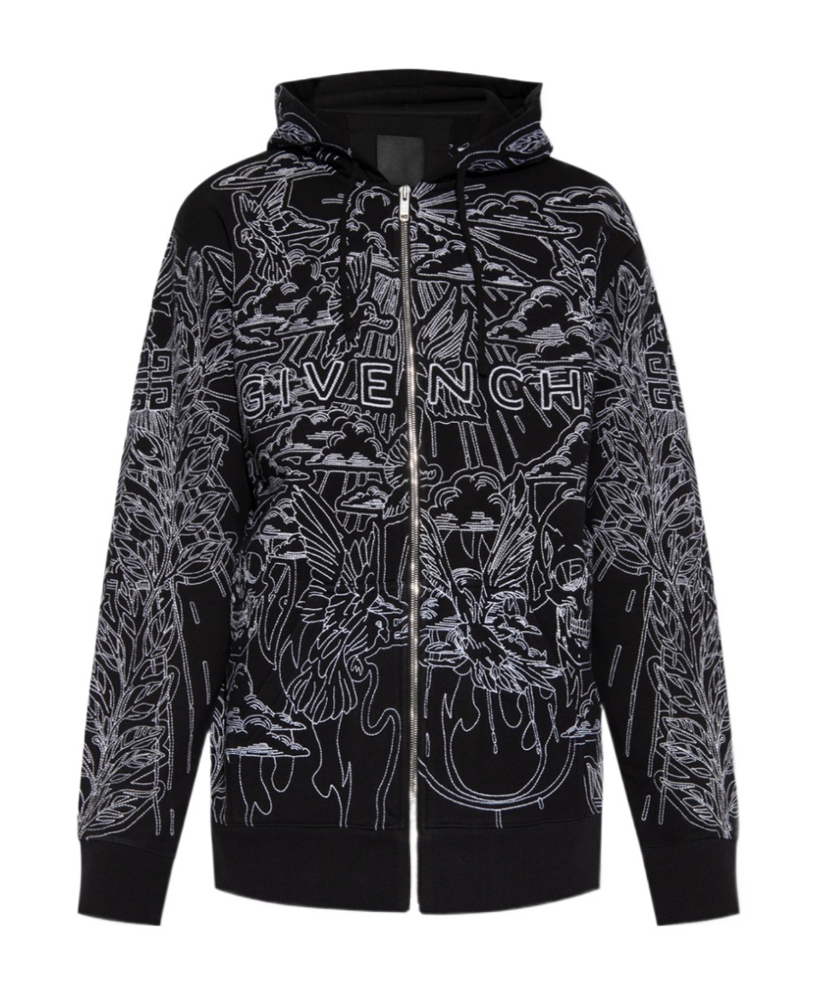 Givenchy Men's Cotton Full Zip Hoodie In Black