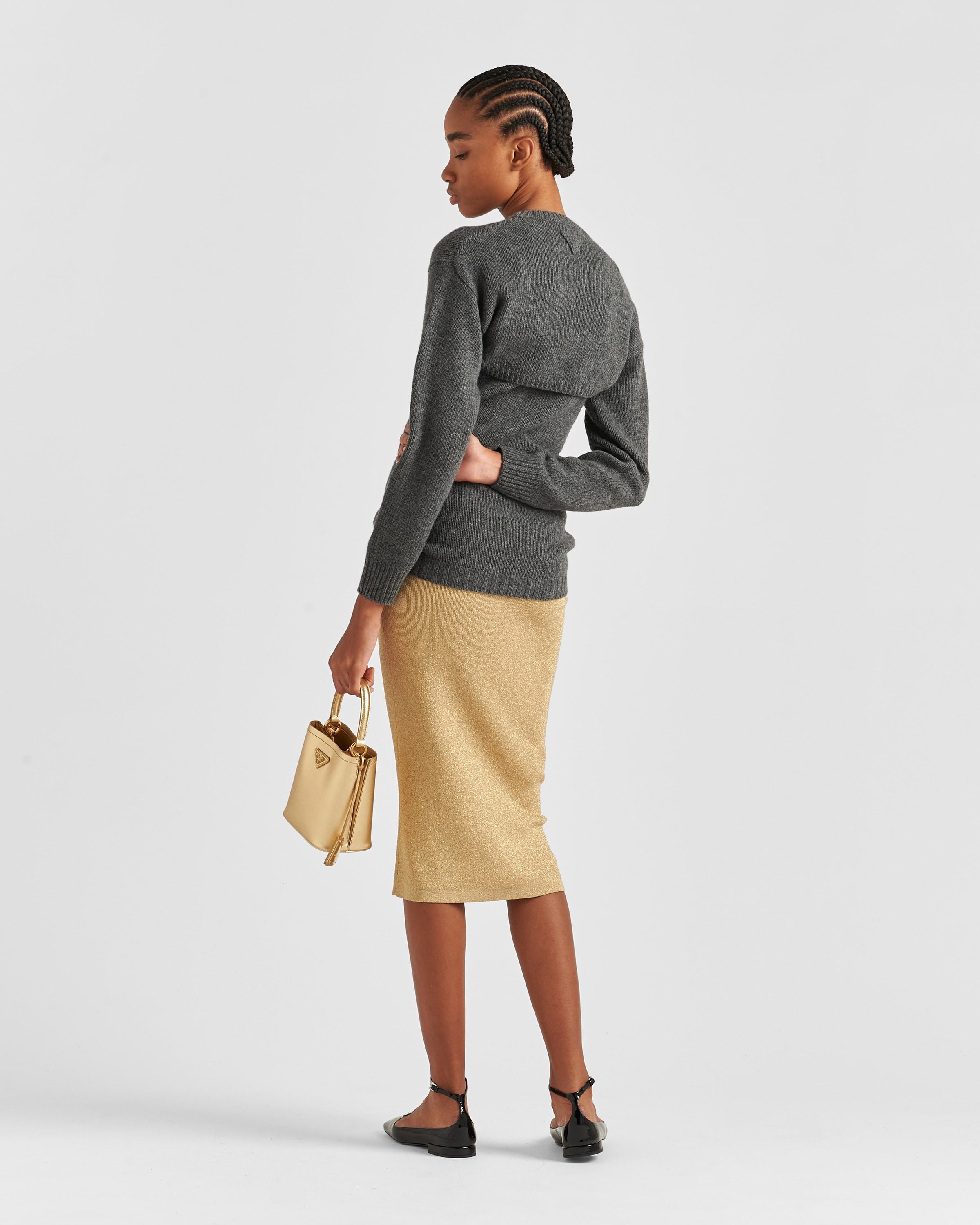 Prada Medium-length Skirt In Logo Details In Golden