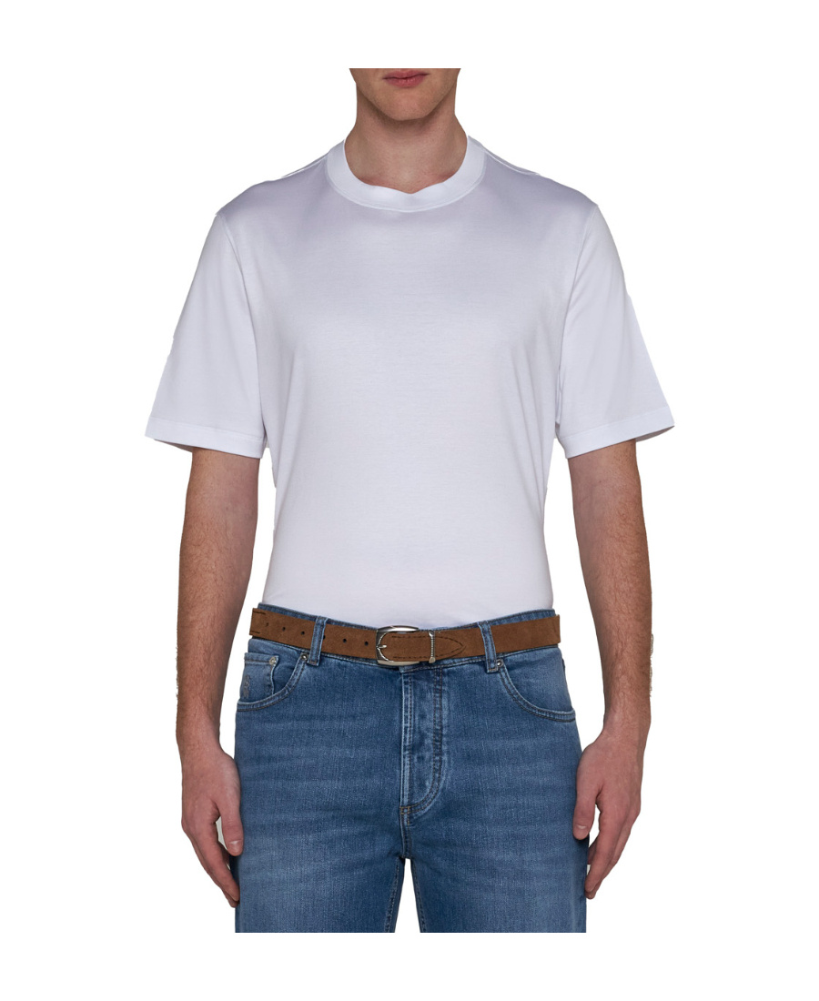 Brunello Cucinelli Cotton Jersey Crew Neck T-shirt With Faux-layering Clothing In White