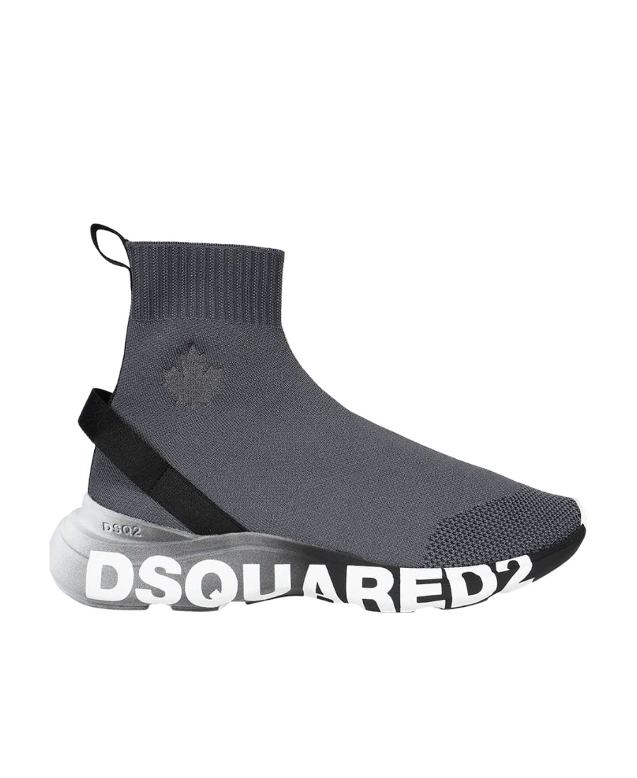 Shop Dsquared2 Logo Printed Almond Toe Sneakers In Gray