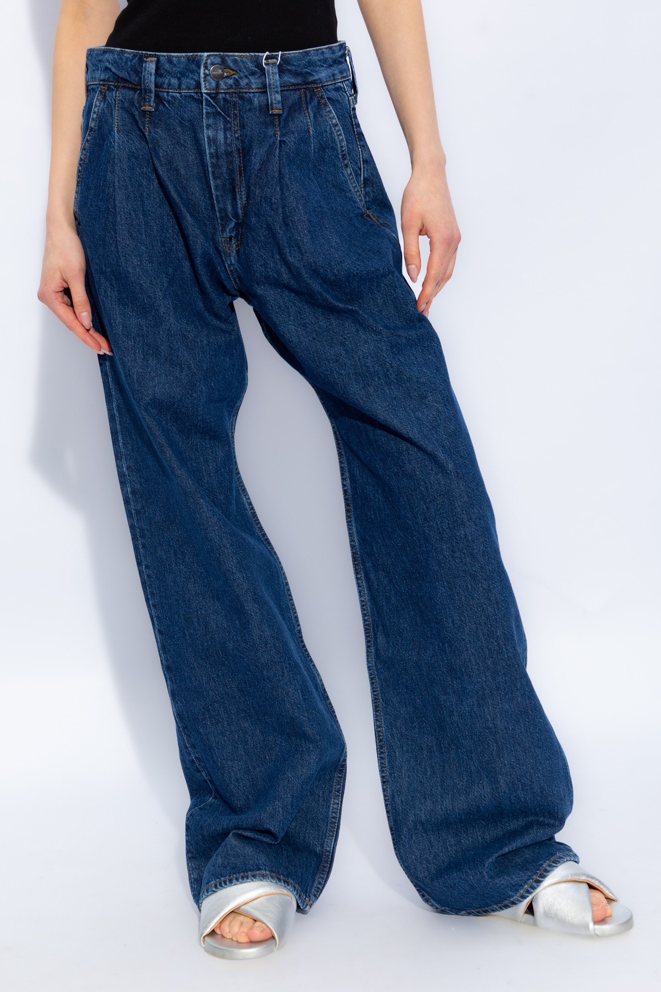 Shop Anine Bing Carrie High-rise Wide-leg Jeans In Blue