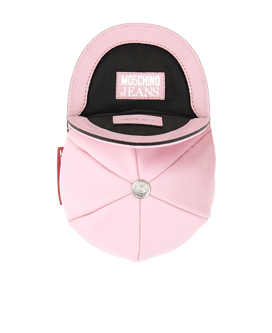 Moschino Rounded Cap-style Mini Bag With Metallic Chain Strap In Pink
