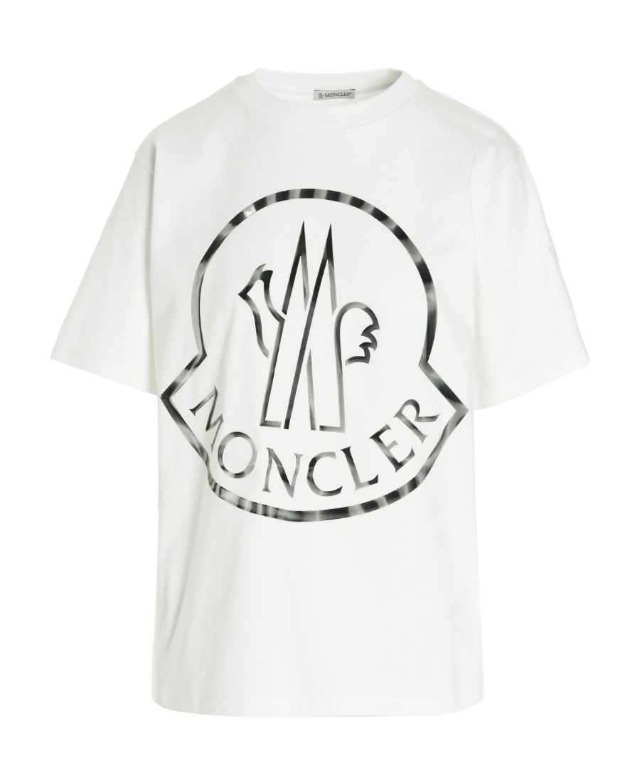 Moncler Bi-colour Logo-print T-shirt In White