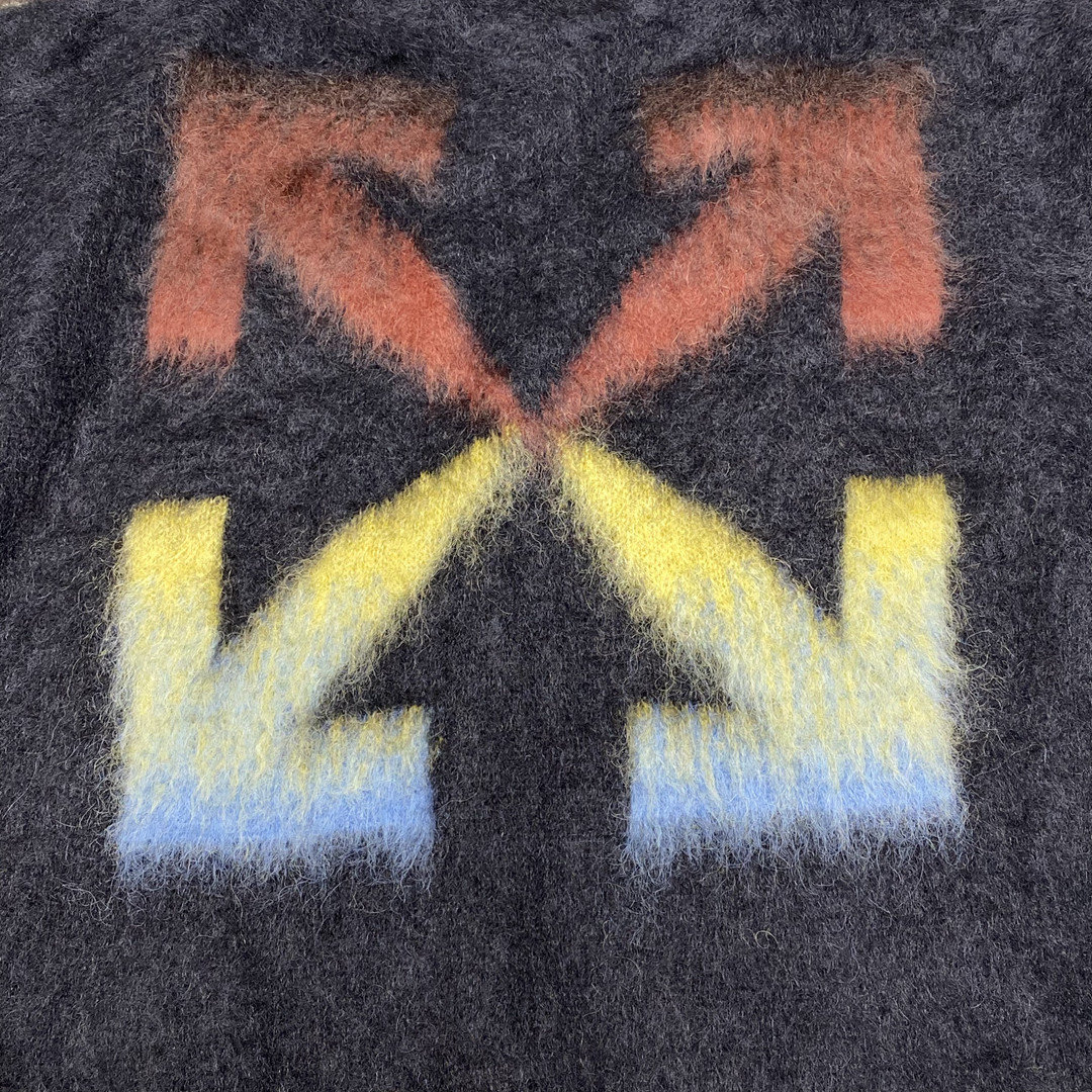 Off-white Brushed Wool Crew-neck Sweater With Contrasting Logo In Black