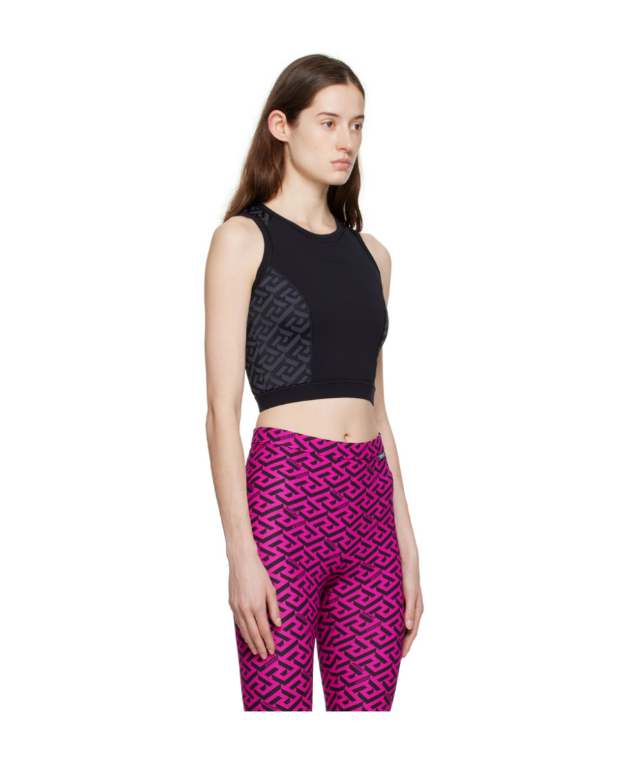 Versace Black Greca Print Vest Top In Black