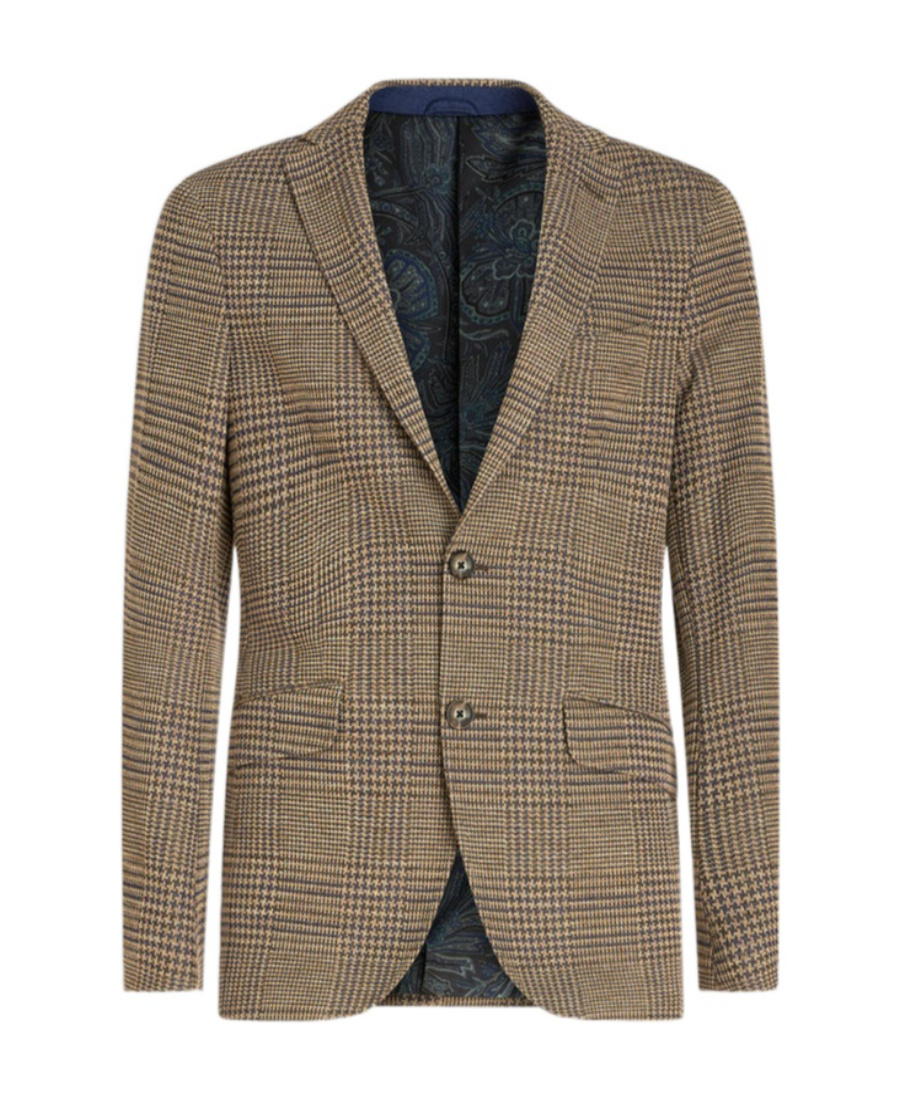 Etro Plaid-check Pattern Blazer In Brown