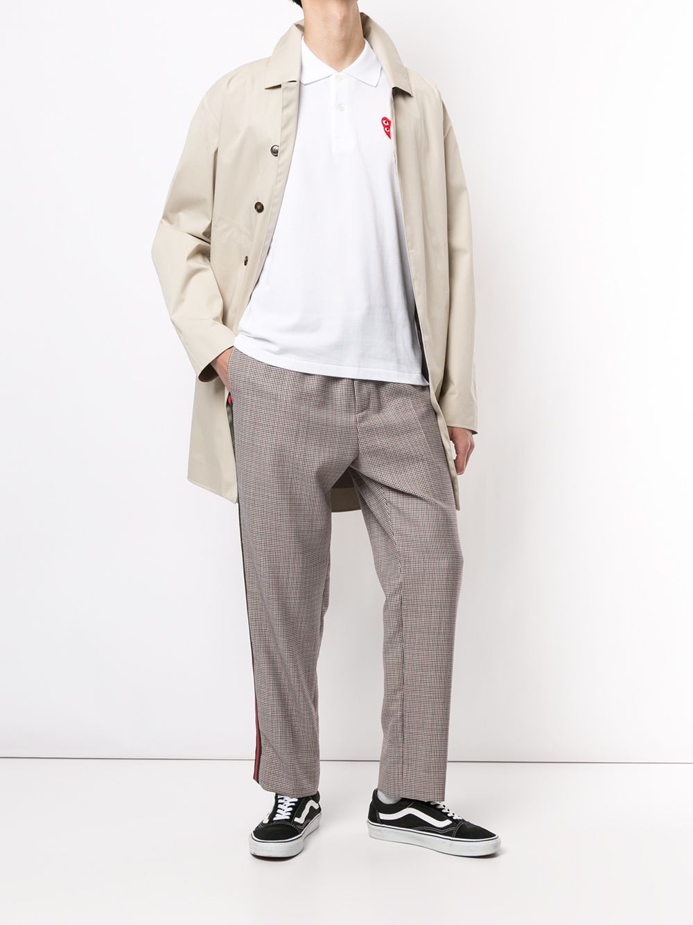 Comme Des Garçons Play Chest Logo-patch Polo Shirt In White