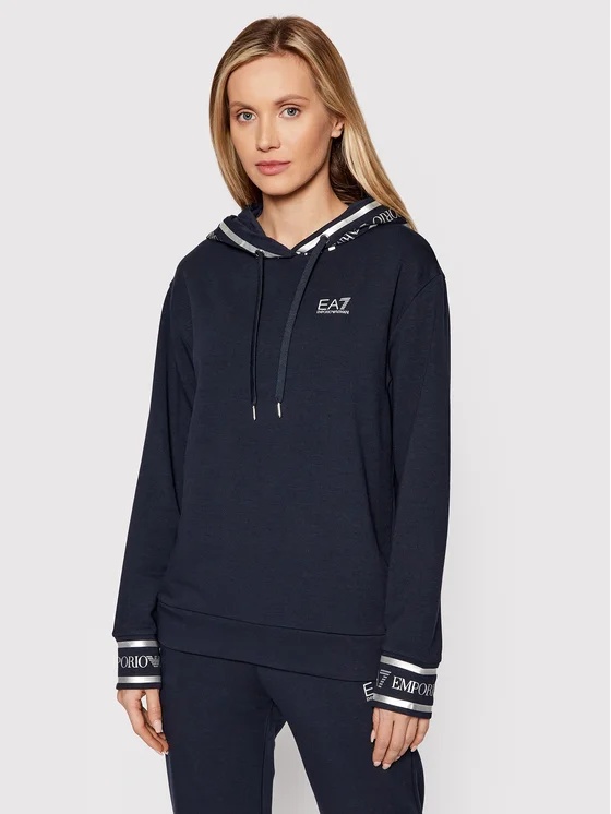 EA7 NAVY BLUE LOGO SWEATER AND SWEATPANTS SUIT 