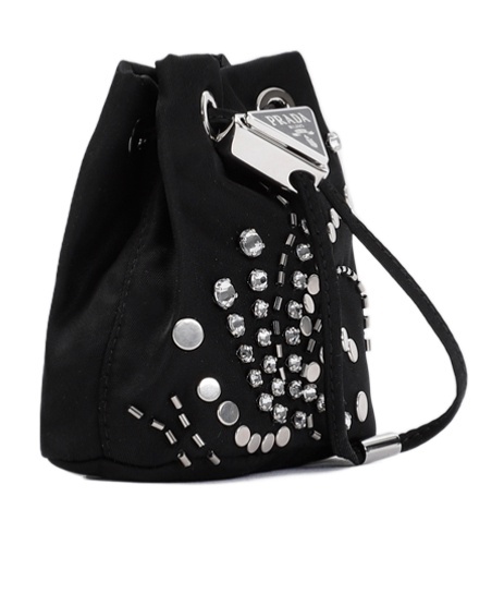 Prada Mini Drawstring Shoulder Bag In Black