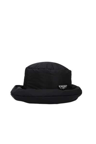 Prada Logo-plaque Bucket Hat In Black
