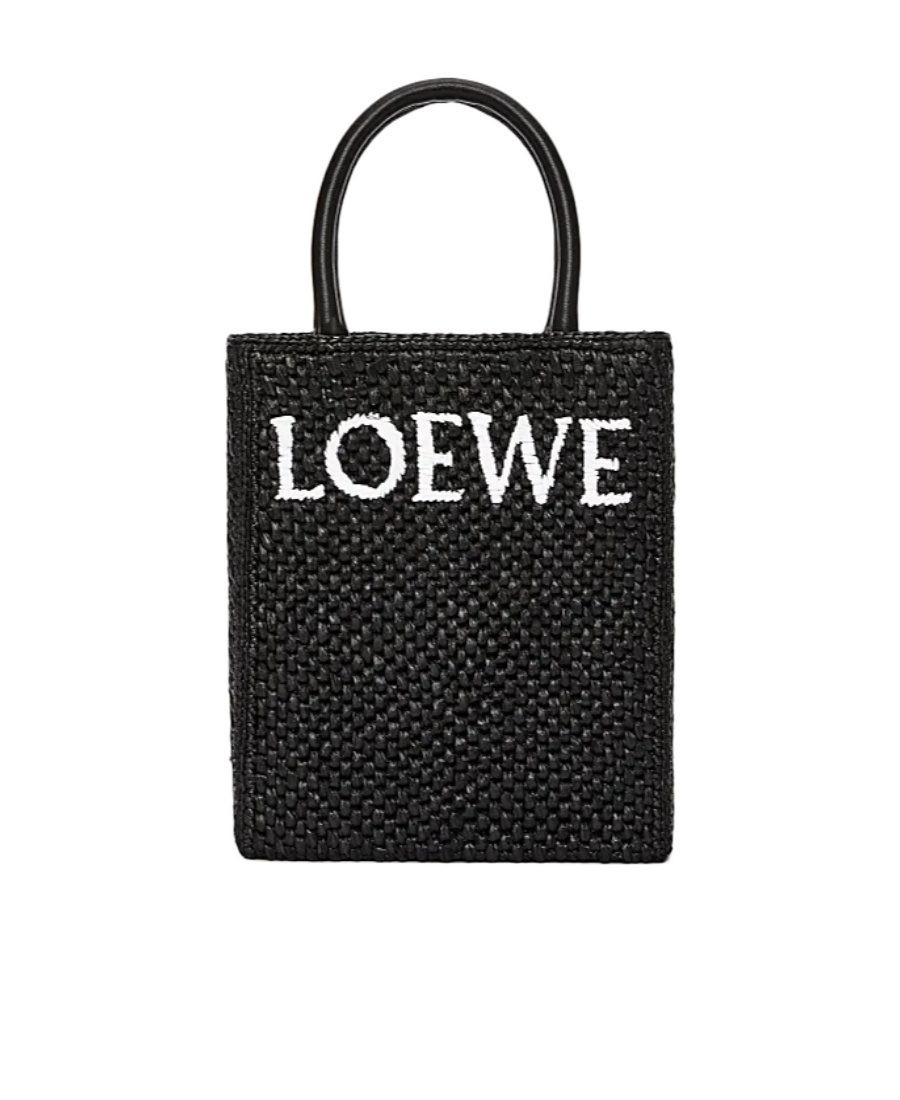 Loewe Standard A5 Tote Bag In Raffia In Black