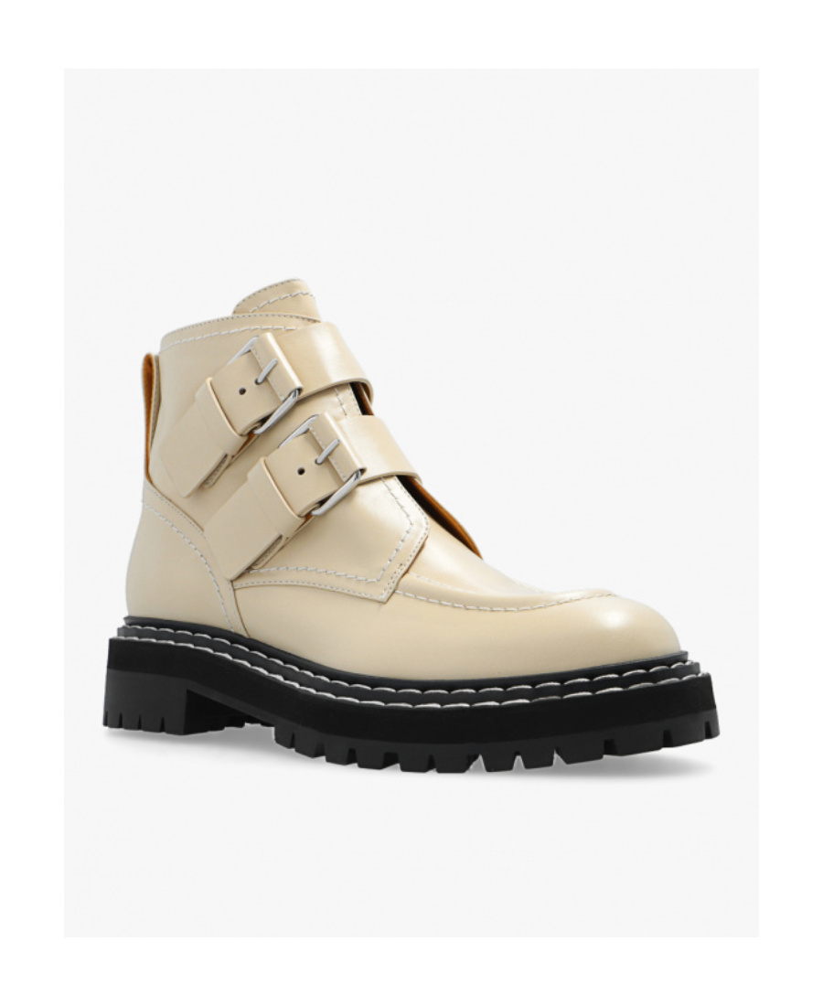 Proenza Schouler Beige Lug Sole Buckle Boots In Nude