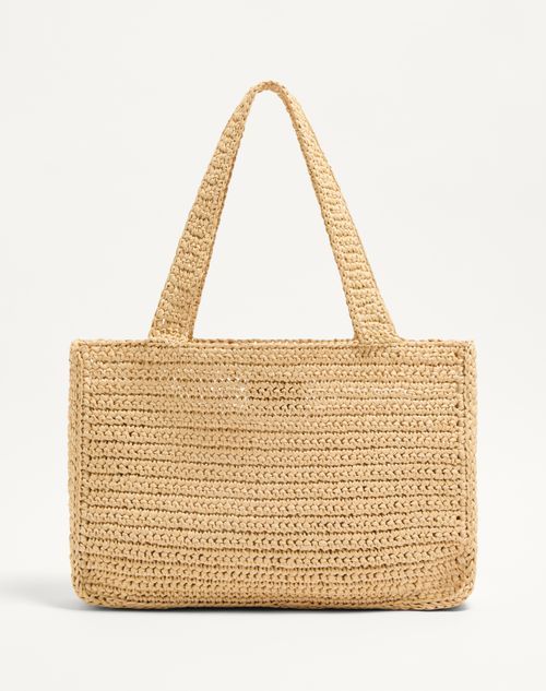 Valentino Garavani Viva Superstar Medium Shopping Bag In Raffia In Brown