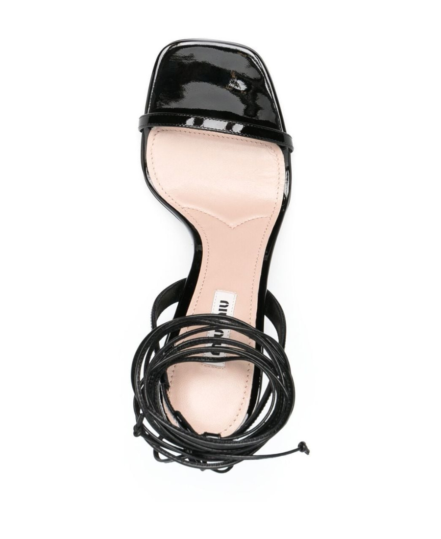 Miu Miu Glitter And Patent Leather Sandals In Black