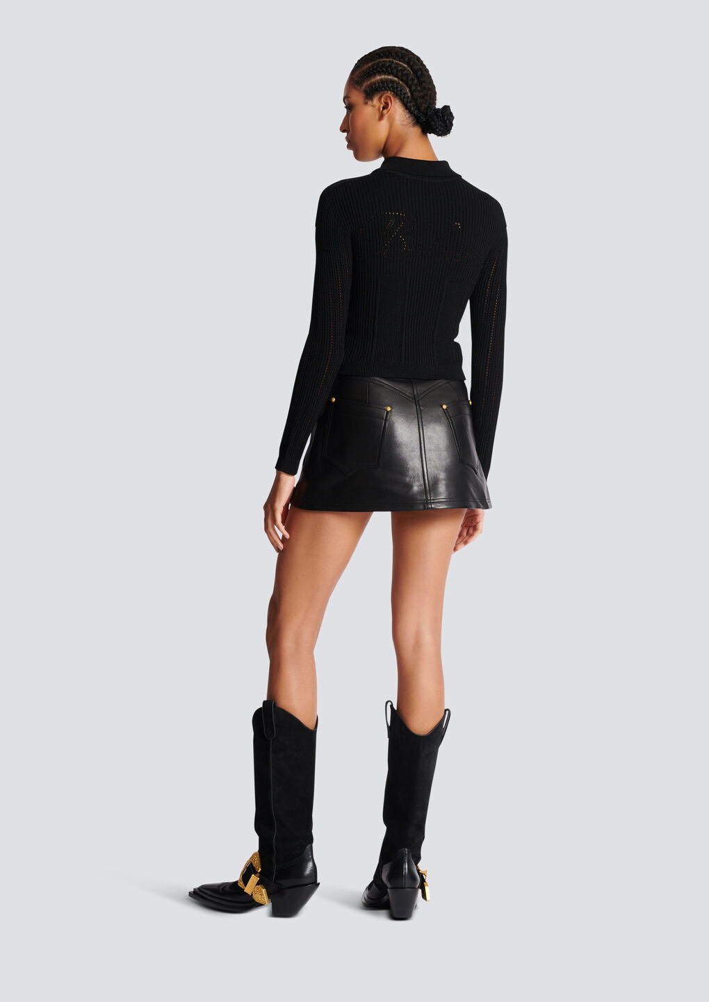 Balmain Button-embellished Ribbed Cardigan In Black