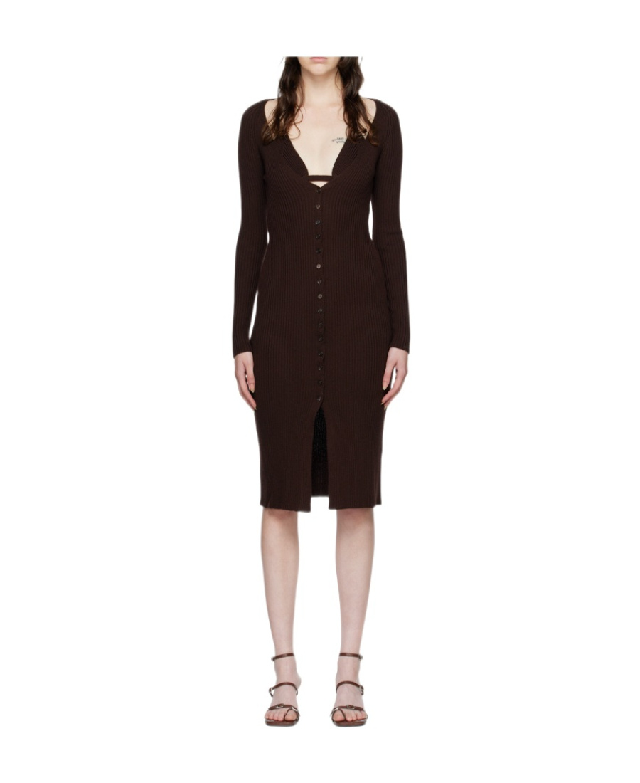 Blumarine Logo Ribbed Dress In Black