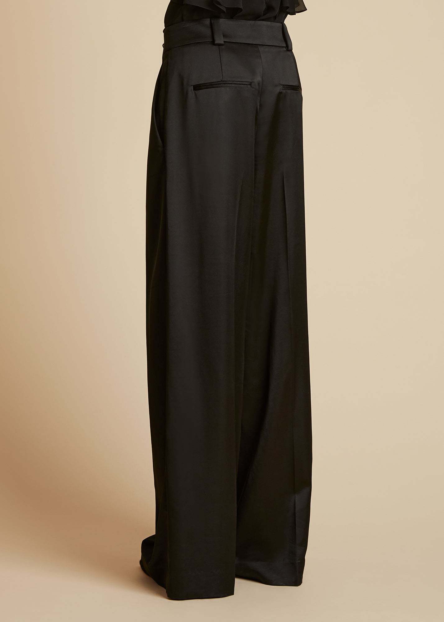 Khaite Simone Satin Trousers In Black