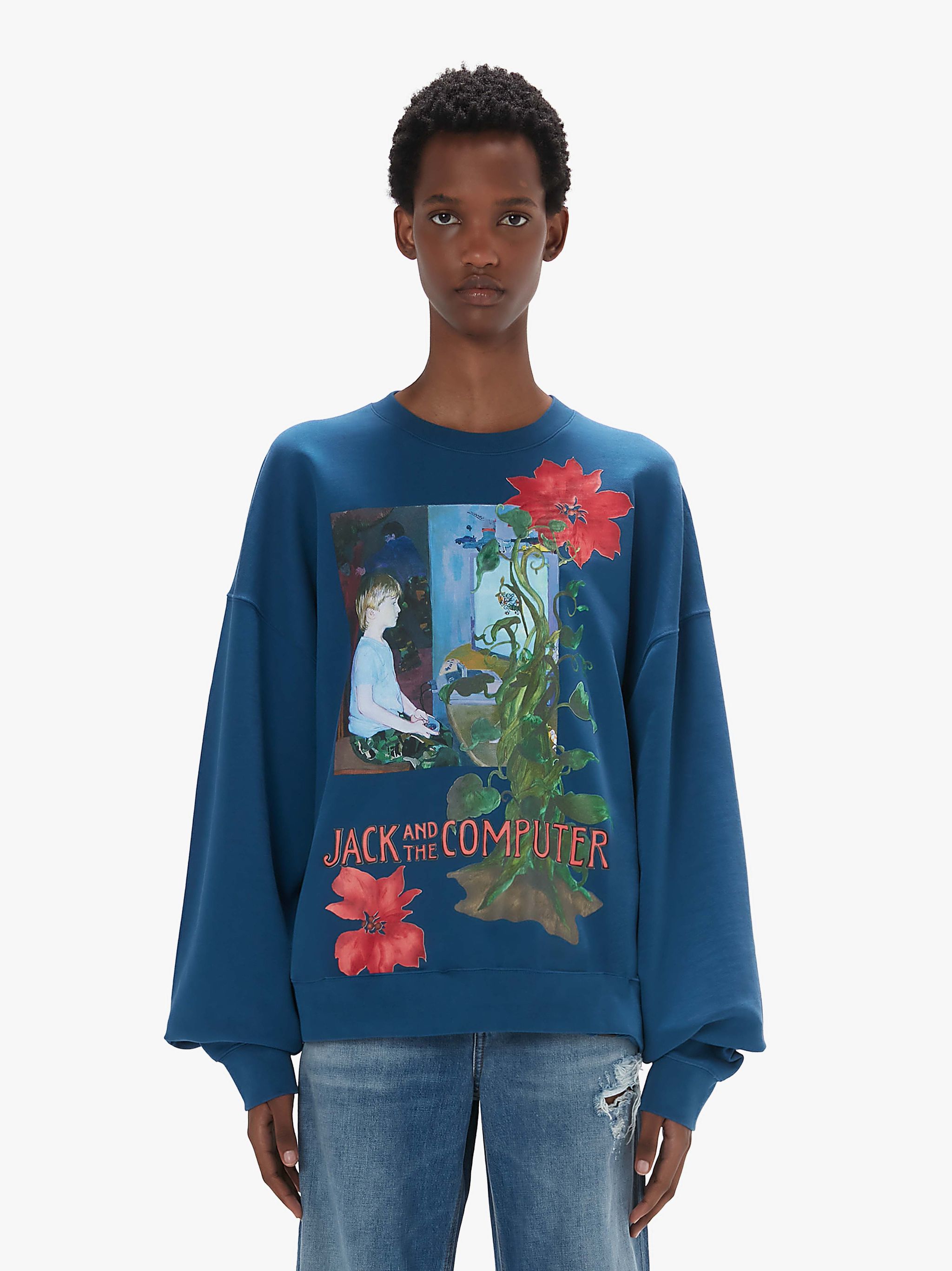 Jw Anderson X Christiane Kubrick Jack On The Computer Sweatshirt In Blue